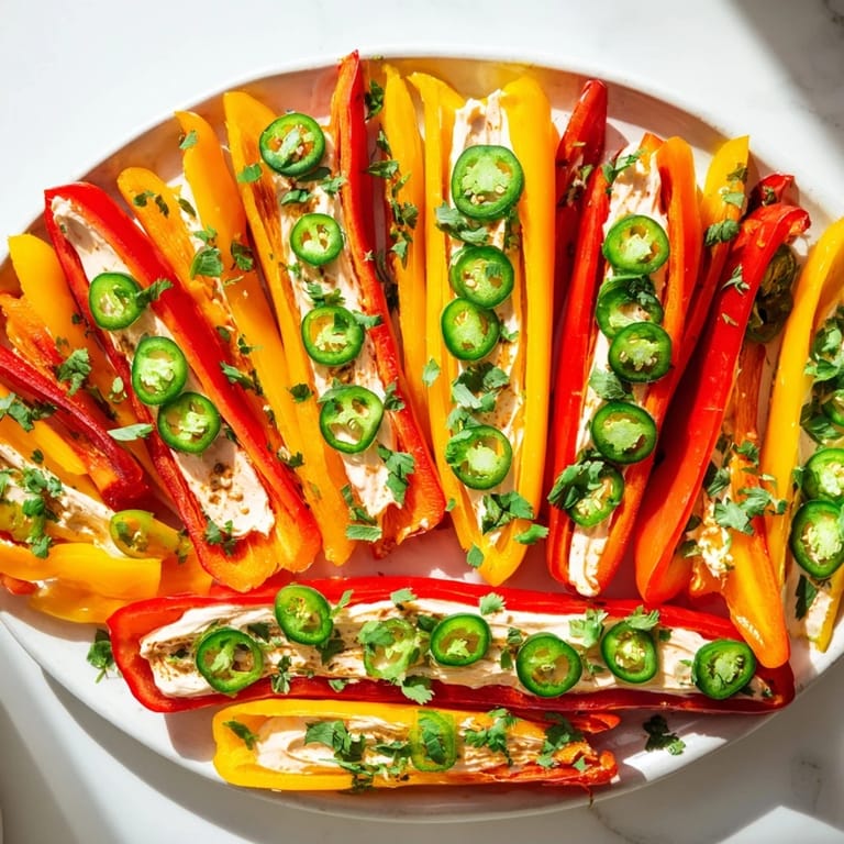 Vivid image of a Spicy Chili Pepper Fiesta appetizer assortment, with peppers and dips, ready to serve guests.
