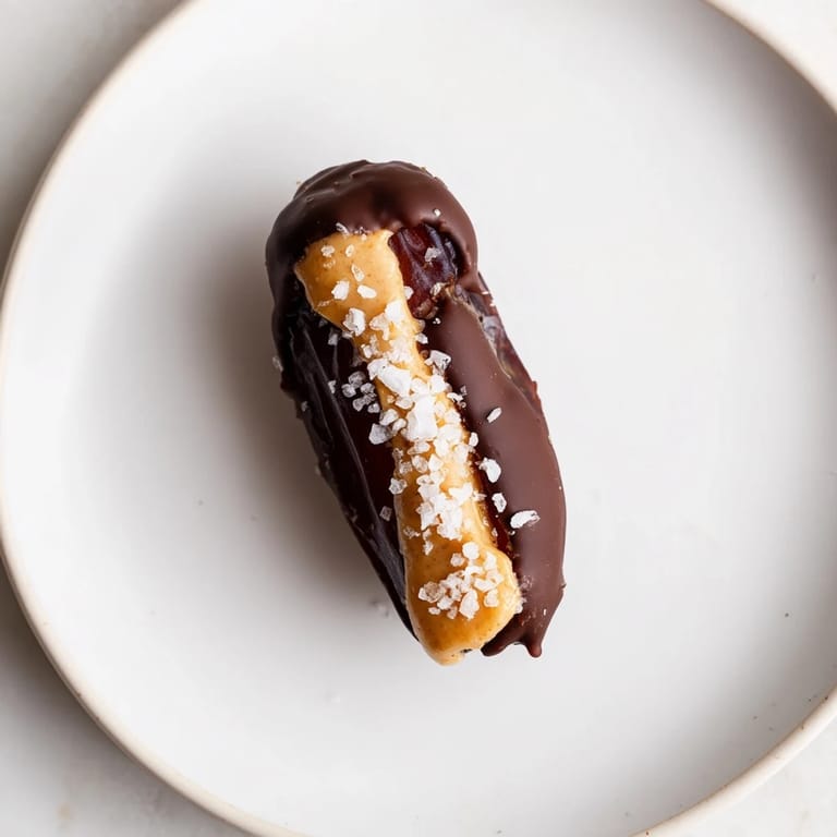 Glistening chocolate covering these homemade chocolate peanut butter dates, ready to eat after a slight chill.