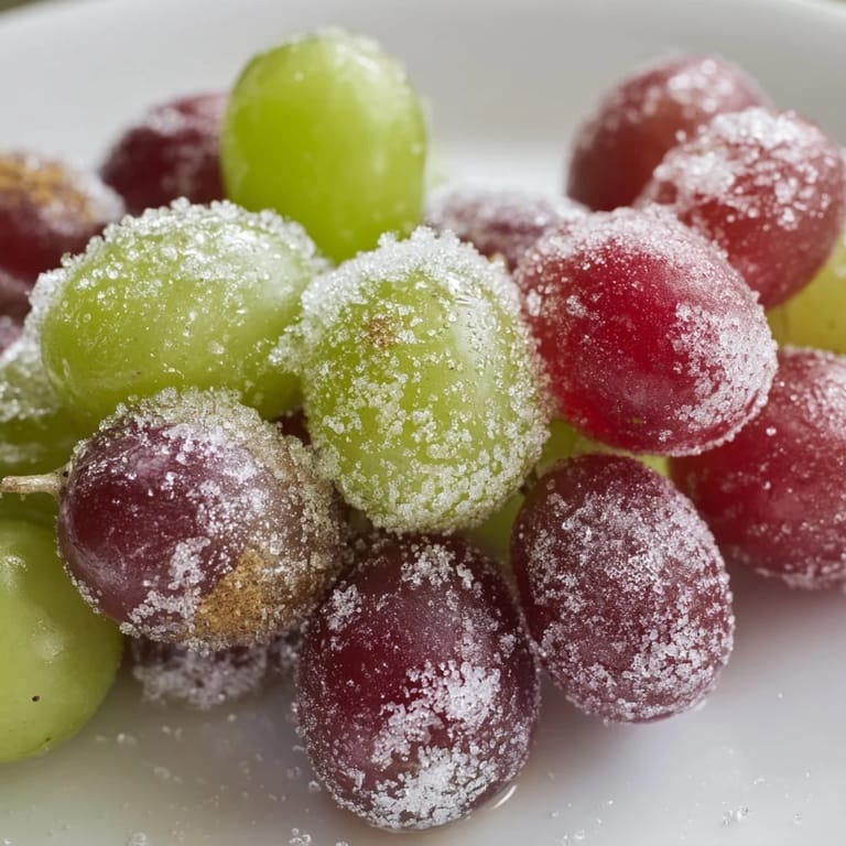 Platter of colorful frozen grapes ready to serve, a simple, delicious American recipe for a quick treat.
