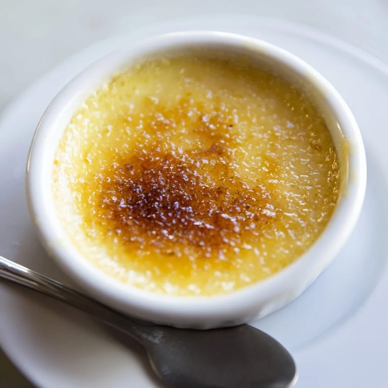 A close-up of the delicious, creamy texture of the easy 3-Ingredient Crème Brûlée dessert.