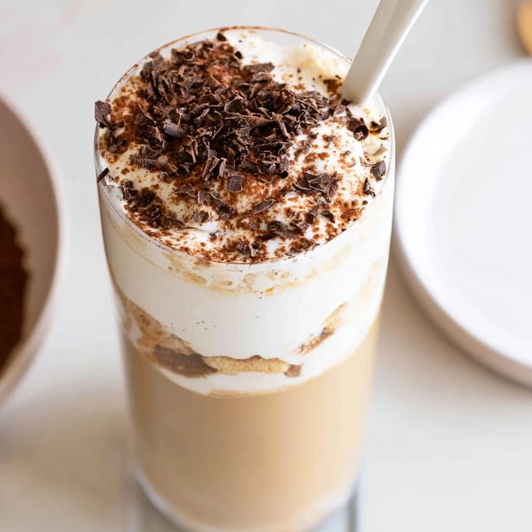 Picture of a beautiful Tiramisu Latte, showcasing layers of biscuit, cream, and espresso goodness.