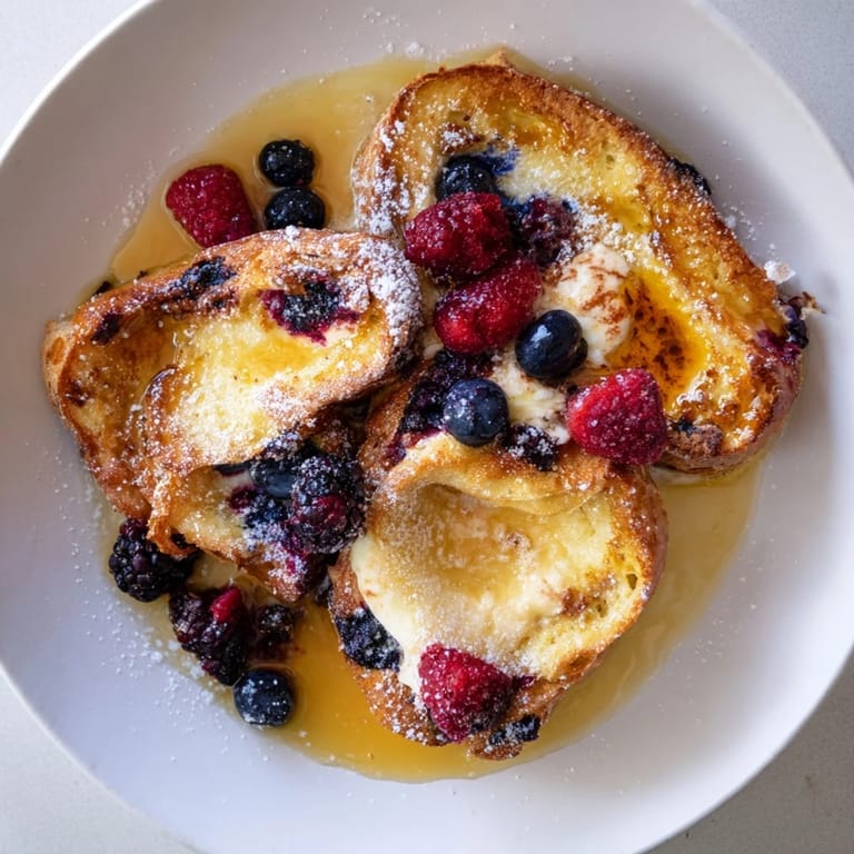 Soft and custardy Ice Cream French Toast, showcasing the rich flavors from melted vanilla ice cream.