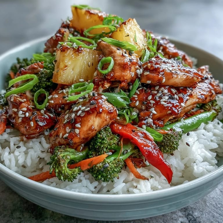 Sliced scallions and toasted sesame seeds garnish this Japanese-American dairy-free dinner bowl recipe.