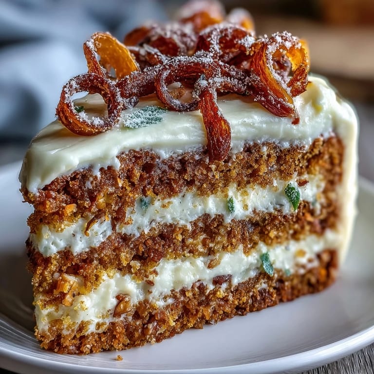 3. Homemade carrot cake featuring warm spices, crunchy walnuts, and a luscious cream cheese frosting for a festive Easter dessert.
