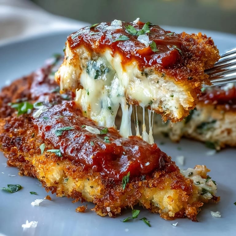 Crunchy panko-crusted chicken breasts topped with rich marinara sauce and melted cheese, air fried to perfection for a lighter take on classic Chicken Parmesan.