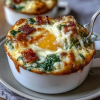 Fluffy green eggs baked inside savory ham cups, topped with melted cheddar cheese and fresh chives for a playful breakfast.
