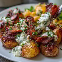1. BBQ Baby Shower Loaded Baked Potato Salad with smoky bacon, cheddar cheese, and fresh herbs, perfect for summer gatherings.  